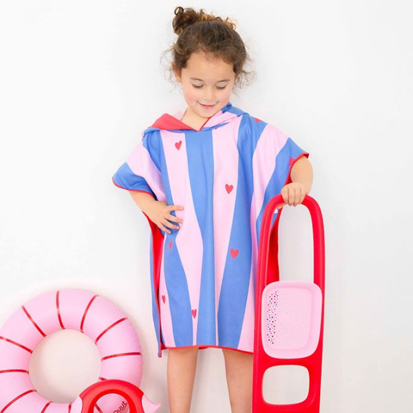 DWUSTRONNE PONCHO KĄPIELOWE dla dzieci Cherry Red Quut 12m+