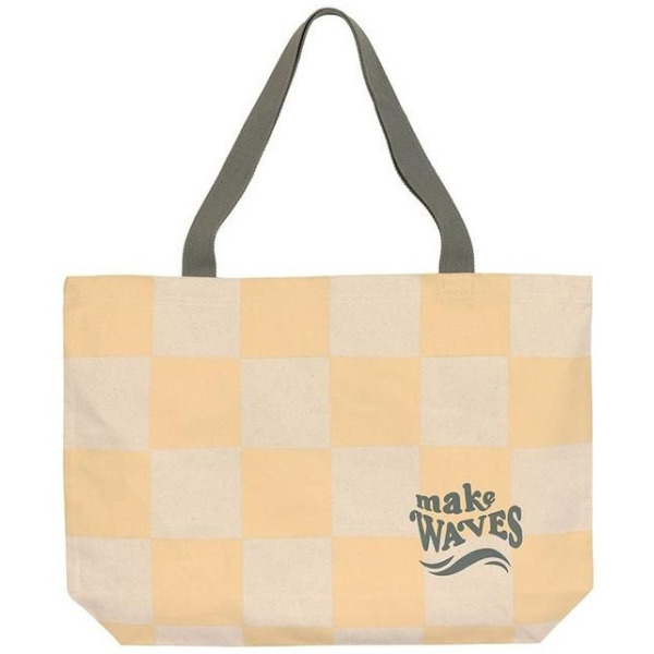 Duża torba plażowa 100% bawełna organiczna GOTS Krata vanilla/sea salt Lassig