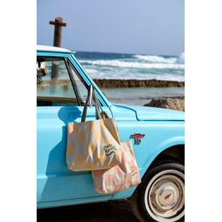 Duża torba plażowa 100% bawełna organiczna GOTS Krata vanilla/sea salt Lassig