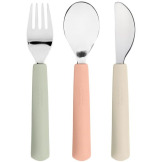 Zestaw sztućców ze stali nierdzewnej 3-częściowy, widelec, łyżka, nóż Happy Fruits Cherry Lassig 12m+