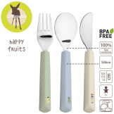 Zestaw sztućców ze stali nierdzewnej 3-częściowy, widelec, łyżka, nóż Happy Fruits Lemon Lassig 12m+