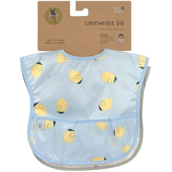 ZESTAW ŚLINIAKÓW wodoodpornych 2 szt. Happy Fruits Lemon Lassig 6m+