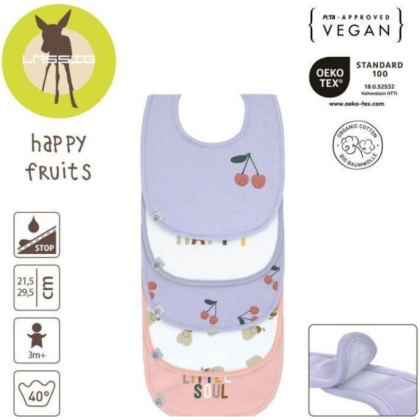 ZESTAW ŚLINIAKÓW bawełnianych 5szt. Happy Fruits Cherry Lassig 3m+