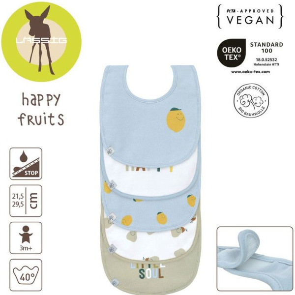 ZESTAW ŚLINIAKÓW bawełnianych 5szt. Happy Fruits Lemon Lassig 3m+