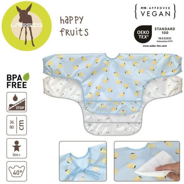 Zestaw śliniaków z długim rękawem 2szt. Happy Fruits Lemon Lassig 6m+