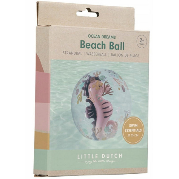 RÓŻOWA PIŁKA PLAŻOWA 3D Pink Ocean Dreams 35 cm Little Dutch 2+