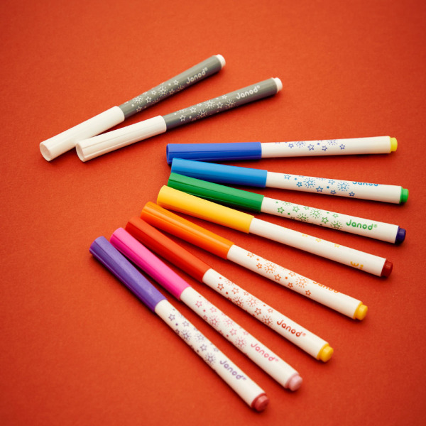 Magiczne flamastry zmieniające kolor 10 kolorów COLO Janod 3+