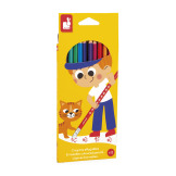 Kredki ołówkowe zmazywalne z gumką 12 kolorów COLO Janod 3+