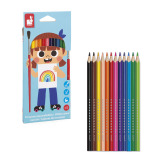 Kredki akwarelowe z pędzelkiem 12 kolorów COLO Janod 3+