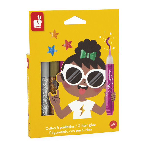 Klej brokatowy w tubkach 9 kolorów COLO Janod 3+