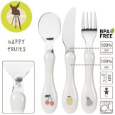 Zestaw sztućców ze stali nierdzewnej 3-częściowy, widelec, łyżka, nóż Happy Fruits Lassig 12m+