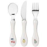 Zestaw sztućców ze stali nierdzewnej 3-częściowy, widelec, łyżka, nóż Happy Fruits Lassig 12m+