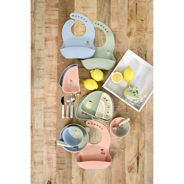 Zestaw silikonowych naczyń 3 el. Happy Fruit Cherry Lassig 6m+