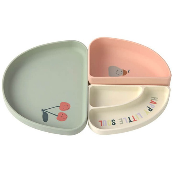 Zestaw silikonowych naczyń 3 el. Happy Fruit Cherry Lassig 6m+