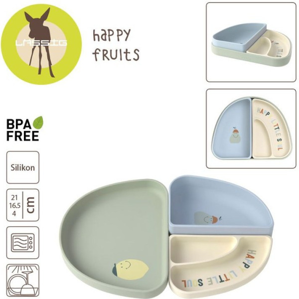 Zestaw silikonowych naczyń 3 el. Happy Fruit Lemon Lassig 6m+