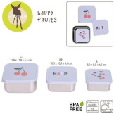 POJEMNIKI NA PRZEKĄSKI snackbox ze stali nierdzewnej zestaw 3 szt. Happy Fruits Cherry Lassig