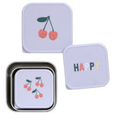 POJEMNIKI NA PRZEKĄSKI snackbox ze stali nierdzewnej zestaw 3 szt. Happy Fruits Cherry Lassig