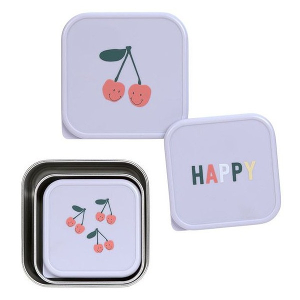 POJEMNIKI NA PRZEKĄSKI snackbox ze stali nierdzewnej zestaw 3 szt. Happy Fruits Cherry Lassig