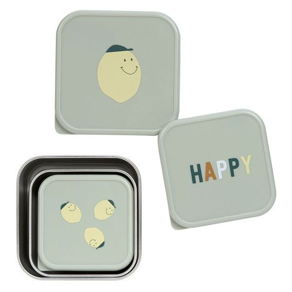 POJEMNIKI NA PRZEKĄSKI snackbox ze stali nierdzewnej zestaw 3 szt. Happy Fruits Lemon Lassig
