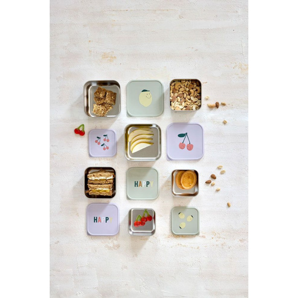 POJEMNIKI NA PRZEKĄSKI snackbox ze stali nierdzewnej zestaw 3 szt. Happy Fruits Lemon Lassig