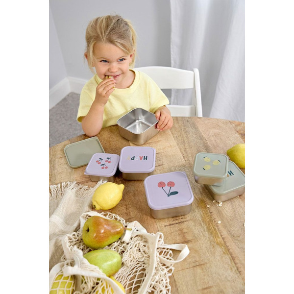 POJEMNIKI NA PRZEKĄSKI snackbox ze stali nierdzewnej zestaw 3 szt. Happy Fruits Lemon Lassig