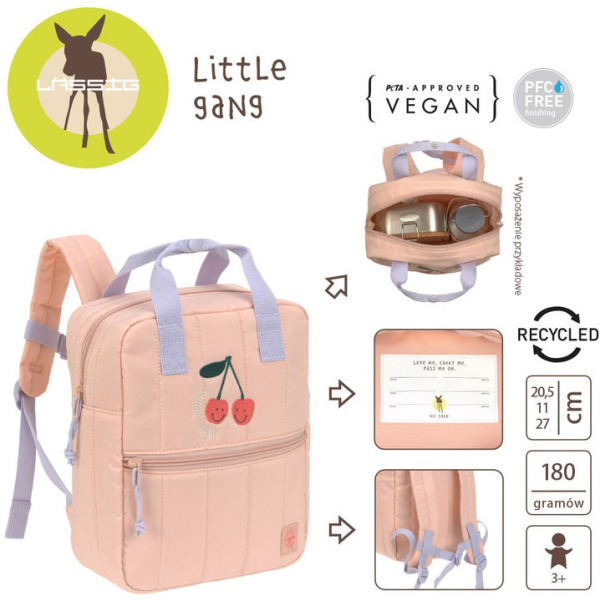 Brzoskwiniowy plecak dla przedszkolaka Little Gang Cherry peach Lassig
