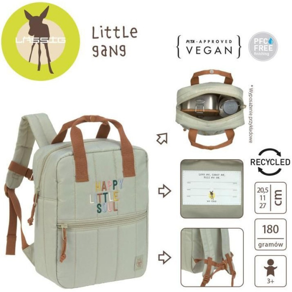 Jasnonozielony plecak dla przedszkolaka Little Gang Light khaki Lassig