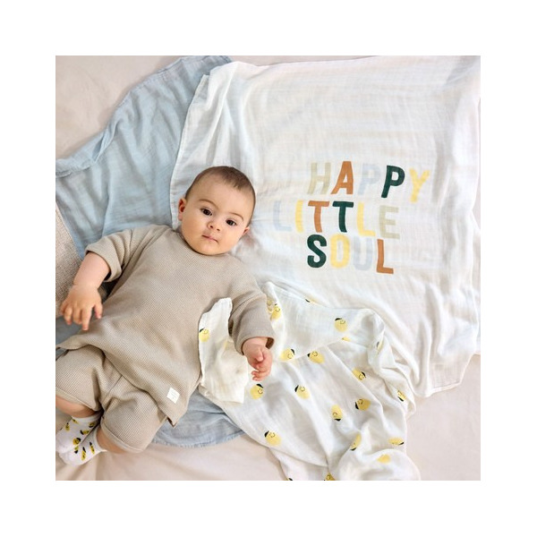 BAMBUSOWY OTULACZ kocyk 80x80cm zestaw 3 szt. HappyFruits Lemon Lassig