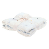 MUŚLINOWY OTULACZ kocyk z bawełny organicznej 60x60cm zestaw 3 szt. Happy Fruits blue Lassig