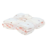 MUŚLINOWY OTULACZ kocyk z bawełny organicznej 60x60cm zestaw 3 szt. Happy Fruits peach Lassig