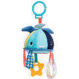 WIELORYBEK SENSORYCZNY zawieszka materiałowa z grzechotką, gryzakiem i lusterkiem LUDI 3m+