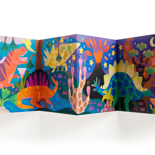 KRAINA DINOZAURÓW zestaw do wyklejania Naklejki holograficzne 200+ szt. z plakatem Mudpuppy 4+