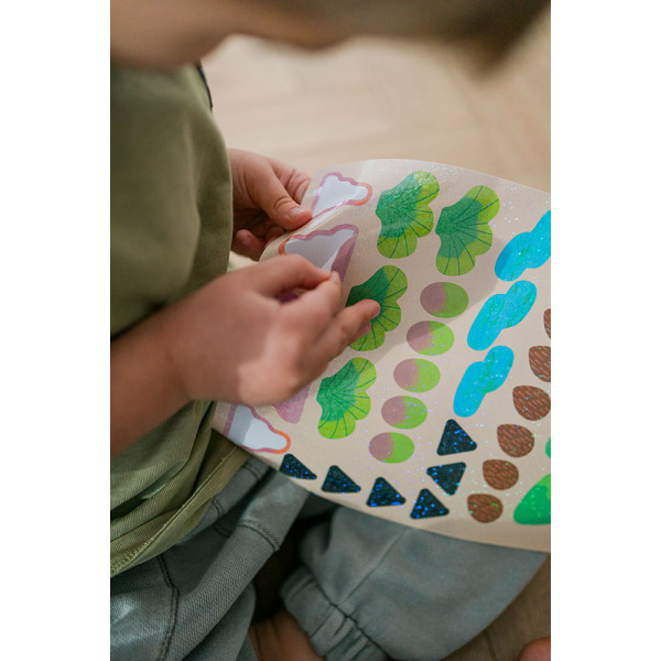 KRAINA DINOZAURÓW zestaw do wyklejania Naklejki holograficzne 200+ szt. z plakatem Mudpuppy 4+