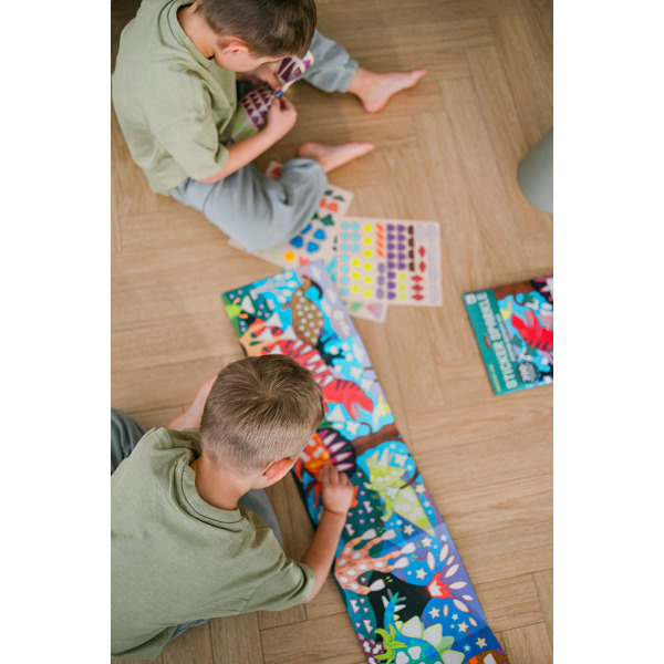 KRAINA DINOZAURÓW zestaw do wyklejania Naklejki holograficzne 200+ szt. z plakatem Mudpuppy 4+