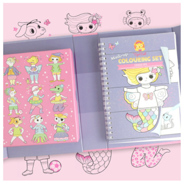 PRZEBIERANKI zestaw kolorowanek z pisakami MIX and MATCH zestaw kreatywny Tiger Tribe 4+