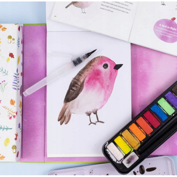 AKWARELE zestaw kolorowanek z farbkami akwarelowymi zestaw kreatywny Tiger Tribe 8+