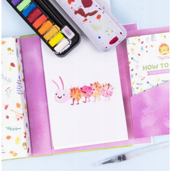 AKWARELE zestaw kolorowanek z farbkami akwarelowymi zestaw kreatywny Tiger Tribe 8+