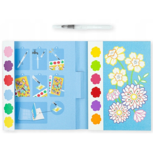 KWIATY I MOTYLE kolorowanka akwarelowa w przenośnej teczce Tiger Tribe 4+