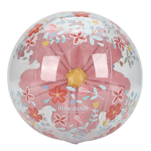 RÓŻOWA PIŁKA PLAŻOWA 3D Pink Flowers 35 cm Little Dutch 2+