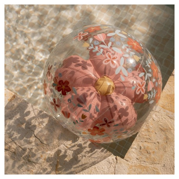 RÓŻOWA PIŁKA PLAŻOWA 3D Pink Flowers 35 cm Little Dutch 2+
