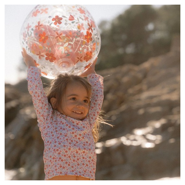 RÓŻOWA PIŁKA PLAŻOWA 3D Pink Flowers 35 cm Little Dutch 2+