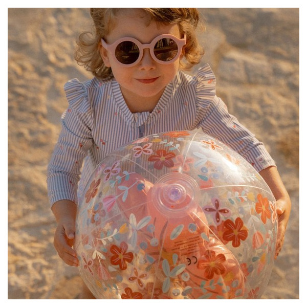 RÓŻOWA PIŁKA PLAŻOWA 3D Pink Flowers 35 cm Little Dutch 2+