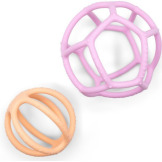 SENSORYCZNE PIŁKI dwuelementowy silikonowy gryzak Bubblegum & Peach Jellystone 0+