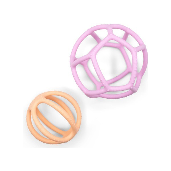 SENSORYCZNE PIŁKI dwuelementowy silikonowy gryzak Bubblegum & Peach Jellystone 0+