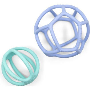 SENSORYCZNE PIŁKI dwuelementowy silikonowy gryzak Blue & Mint Jellystone 0+