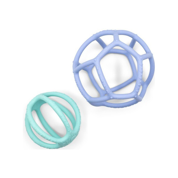 SENSORYCZNE PIŁKI dwuelementowy silikonowy gryzak Blue & Mint Jellystone 0+