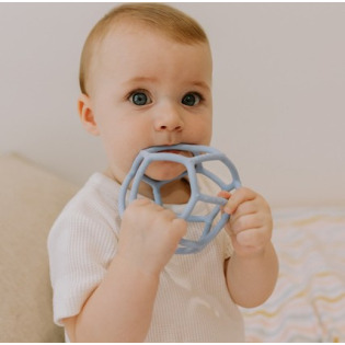 SENSORYCZNE PIŁKI dwuelementowy silikonowy gryzak Blue & Mint Jellystone 0+