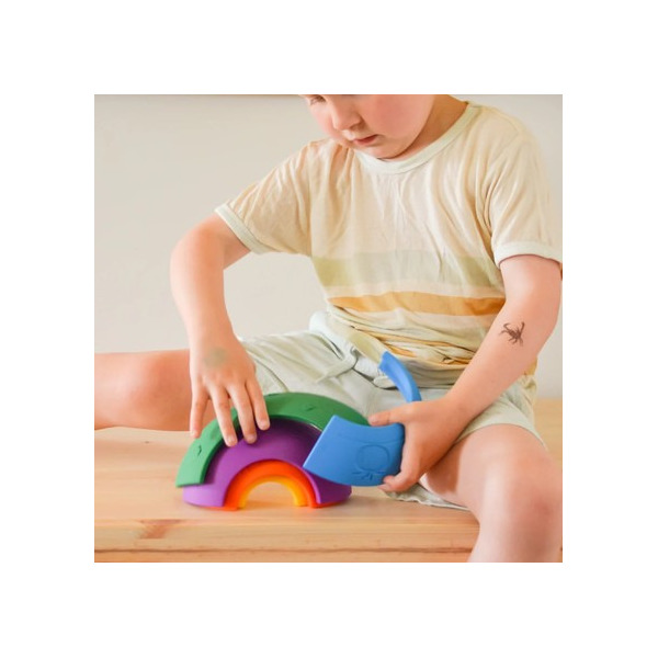 TĘCZA SENSORYCZNA silikonowa układanka Over the rainbow Bright 5 el. Jellystone 9m+