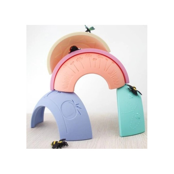 TĘCZA SENSORYCZNA silikonowa układanka Over the rainbow Pastel 5 el. Jellystone 9m+