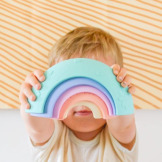 TĘCZA SENSORYCZNA silikonowa układanka Over the rainbow Pastel 5 el. Jellystone 9m+